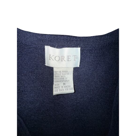 Vintage Koret Women's Medium Pure Wool Cardigan Sweater Vest Embroidery V-Neck - Picture 3 of 6